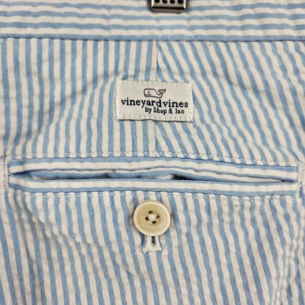 Vineyard Vines Mens Blue White Striped Seersucker Shorts 34 - Picture 4 of 8